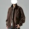 Chaqueta de Cuero Estilo Tie-Dye Desgastado Retro Americano Suelta para Hombre Primavera Otoño Marca de Moda Oversize Solapa Chaqueta de Motociclista