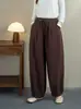 Novedades de otoño: Pantalones elásticos con cordón de estilo artístico y vintage para mujer, de corte holgado, versátiles pantalones largos de algodón y lino, pantalones tipo zanahoria
