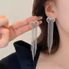 Pendientes de Borla con Cadena de Cuentas de Amor Incrustados de Diamantes Exagerados Europeos y Americanos Pendientes Nicho de Corea del Sur Pendientes Sexy con Aguja de Plata para Mujer