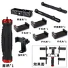 Soporte para selfie stick estabilizador de mano, soporte para cámara de video pequeña, accesorio de cabeza de clip de doble máquina rápida para transmisión en vivo, soporte universal