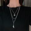 Collar de Corazón Doble Capa Dulce y Fresco Estilo Americano Venta al por Mayor Tendencia de Ins Diseño de Moda Empalmado Cadena Larga para Clavícula de Sudadera