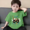 Camiseta Base Infantil de Algodão Puro, Manga Curta, Gola Redonda, Estilo Coreano, Soltinha e Fina para Meninos, com Estampa Estilosa