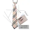 Ins Corbata Pequeña para Mujer Cremallera Perezosa Cuadros Negro Estilo Japonés Uniforme Jk Estudiantes Masculinos y Femeninos Tendencia Preppy Harajuku