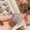 Coleção de anéis Camélia nova super fada princesa pedra preciosa rosa banhado a ouro flash diamante design estrela brilhante anel ajustável