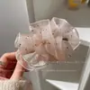 Grampo de Banana Plissado Nuvem de Strass de Malha Doce e Delicado Coreano para Mulheres 2025 Novo Grampo de Cabelo para Rabo de Cavalo Alto Acessório de Cabelo
