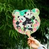 Abanico con diseño de panda AR, recuerdo turístico de Sichuan, tarjeta de viaje de la ciudad, abanico con diseño de panda de flores y Ye Qizi Meng Lan