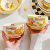 Vajilla Infantil de Tom y Jerry Set Lindo de Jerry Color Bajo Esmalte Tazones de Arroz y Platos para el Hogar Vajilla Cerámica Aptas para Lavavajillas