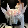 Ramo de Alas Rosa Eterna Beso de Hada Flor de Jabón Regalo Qixi para Novia Mejor Amiga Regalo de Cumpleaños