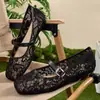 Sandalias Transpirables de Suela Blanda con Punta Abierta para Mujer Verano 2025 Nuevos Mocasines de Encaje y Malla Corte Bajo Planos Estilo Hada