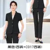Moda coreana de verano temperamento gris ropa de mujer ropa de negocios traje de pantalón para mujer traje pequeño de manga corta ropa de trabajo de hotel