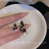 Pendientes coreanos con lazo de amor para mujer, sencillos, con nicho de diamantes, flores y perlas, de plata 925.