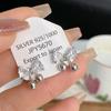 Estilo coreano estilo suave brincos de zircão fresco doce doce arco zircão todos combinam brincos de moda elegantes