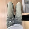 Jeans Reto Azul Vintage Lavado Feminino Primavera e Outono Novos Cintura Alta Emagrecedor Calça Longa com Barra Larga