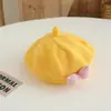 Boina Infantil Outono e Inverno Nova Estilo Coreano Estilo Princesa Chapéu de Lã para Meninas e Bebês Chapéu de Pintor Colorido Doce Tendência Meninas