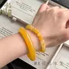 Pulseira de Jade Amarelo Dragão Natural Cor de Âmbar Pulseira de Contas Luxo Leve Exquisite Amarelo Pulseira Toque de Alto Padrão Unissex Pulseira Joia