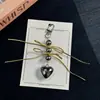 Laço de Fita Pingente de Coração de Metal Chaveiro de Coração de Metal Brilhante Decoração para Bolsa Telefone