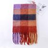 2025 nuevo ac cálido color arcoíris a cuadros largo europeo y americano otoño e invierno cálido suave mohair ceroso bufanda