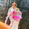 Chaveiro Relógio Despertador Líquido de Boneca Criativa Pingente Fofo de Areia Movediça Acessórios para Bolsa Pequenos Presentes Atacado