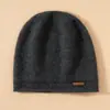 Chapéus de Caxemira Espessos 100% Cor Pura Outono e Inverno para Mulheres, Chapéus de Tricô para Homens, Chapéus Slouchy Versáteis, Chapéus para Clima Frio, Chapéus Turbante Atacado