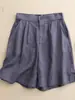 Pantalones Cortos de Algodón y Lino con Cintura Elástica, Nuevos Pantalones Anchos de Verano a la Rodilla, Pantalones Casuales Versátiles Sueltos para Mujer con Cremallera