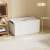 Caja de almacenamiento plegable color crema para dormitorio doméstico con tapa, caja de almacenamiento para mudanzas, caja de almacenamiento y organización.