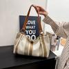Bolso de Viaje de Gran Capacidad para Mujeres 2025 Otoño Nuevo Bolso de Lona a Rayas Bolso Tote Casual para el Hombro Bolso Tote de Viaje