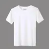 Estilo Nacional Bordado Artesanía Pesada Moderna Manga Corta Verano Nuevo Hombre Color Sólido Alta Gama Camiseta Cuello Redondo Jersey Manga Media