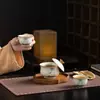 Juego de té Ru kiln juego pequeño, gaiwan pintado a mano, regalo de negocios para clientes, recuerdo de reunión anual de la empresa, personalizable con logo