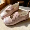 Bailarinas de tira cruzada para mujer, punta fina, estilo Mary Jane plano, punta redonda, suela blanda, casual, versátil para primavera y otoño