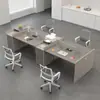Escritorio y Silla para Personal Combinación Doble Estación de Trabajo para Cuatro Personas Escritorio de Computadora Moderno Simple Portatarjetas para Personal