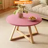 Mesa de Centro Simples para Apartamento Pequeno Sala de Estar Combinação para Casa Mesa Lateral de Sofá Varanda Madeira Maciça Minimalista Mesa Redonda Pequena Mesa de Chá Madeira Maciça