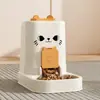 Dispensador de Agua para Gatos Alimentador Automático Móvil Inalámbrico Desenchufado Alimentación y Agua Potable Automático Boca No Húmeda Suministros para Mascotas