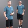Roupa esportiva para pai Verão Seda de Gelo Manga Curta Shorts Secagem Rápida Casual Roupa de Corrida para Meia-idade e Idosos Conjunto de Duas Peças de Verão