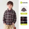 Camisa infantil masculina Dudu, body de manga longa para bebê, nova camisa xadrez estilosa para crianças, roupas casuais de outono e primavera para crianças