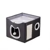 Nido de Cuatro Estaciones para Mascotas Gato y Perro Doble Capa Plegable Mediano Nido Villa Nido de Almacenamiento para Mascotas Casa Plegable para Gatos Nido con Rascador para Gatos
