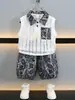Traje de Chaleco de Verano para Niños 2025 Nuevo Conjunto de Dos Piezas Polo sin Mangas para Niños Ropa Guapa para Niño de Moda