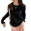 Camiseta de Manga Larga de Terciopelo Doble Cara Engrosada Forrada de Lana para Mujer, Nueva de Otoño e Invierno, Holgada, Adelgazante, Cálida, Camiseta Interior Base