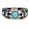 Pulseira de aço inoxidável com fivela turquesa turquesa vermelha vintage pulseira de couro com contas multicamadas pulseira de couro feminina