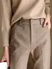 Pantalones de lana gruesa con estampado de espiga para otoño e invierno para mujer, cintura alta, ajustados, casuales, rectos, de traje, de nueve puntos, con temperamento, profesionales, tipo cigarrillo