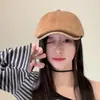 Chapéu de Pintor de Veludo Cotelê Retrô Japonês Primavera e Outono Versátil Moda Rosto Pequeno Chapéu para Frente Boina de Alta Qualidade Estilo Hong Kong