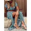 2020Ebay Aliexpress Wish Vestido Floral de Moda para Mujer de Estilo Bohemio con Cuello en V de Gran Venta