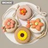 Bolso Pequeño de Paja Tejido a Mano, Bolso Desnudo, Bolso de Paja Floral para Niños, Bolso Cruzado, Bolso Nube, Moderno y Versátil