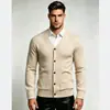 2026 Comercio Exterior Transfronterizo Otoño e Invierno Suéter Cardigan de Color Sólido con Cuello en V para Hombre Ropa de Punto Ajustada Casual Chaqueta para Hombre
