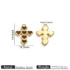 Estilo Lujo Ligero Colgante de Acero Inoxidable en Forma de Corazón y Cruz con Diseño Único y Esmalte, Collar y Pendientes DIY Versátiles y Elegantes