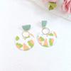 Forma Geométrica Simple Moda Femenina Fresca Multicolor Multipatrón Bloque de Color Versátil Verano Dulce Aretes Hechos a Mano