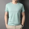 Camiseta de Manga Corta de Seda de Morera para Hombre Top de Verano Blanco Delgada Seda Hielo Casual Sencilla Versátil Camiseta para Hombre