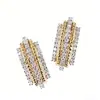 Pendientes Yanbai de Dos Tonos con Fila Completa de Diamantes de Lujo Europeos y Americanos Transfronterizos, Pendientes de Moda Elegantes y Exquisitos, Pendientes Únicos y Versátiles