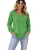 Bestseller Transfronteiriço Europeu e Americano Roupas Femininas Amazon Bolso Patch Cor Sólida Gola V Manga Longa Top Solto Casual Tricô Camiseta