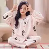 Pijama de Niña Estilo Princesa Primavera y Otoño Manga Larga Pantalón Largo Cuello de Encaje Infantil Cardigan Ropa de Casa Algodón Nube Conjunto de Dos Piezas