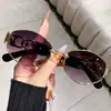 Gafas de sol ovaladas personalizadas para mujer, metal, estilo urbano moderno, gafas retro para sesión de fotos de influencers transfronterizos